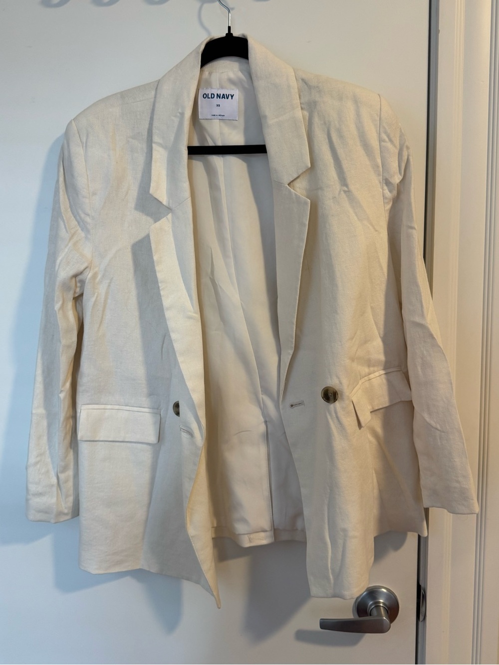 Old Navy Women's Ivory Linen-Blend Blazer